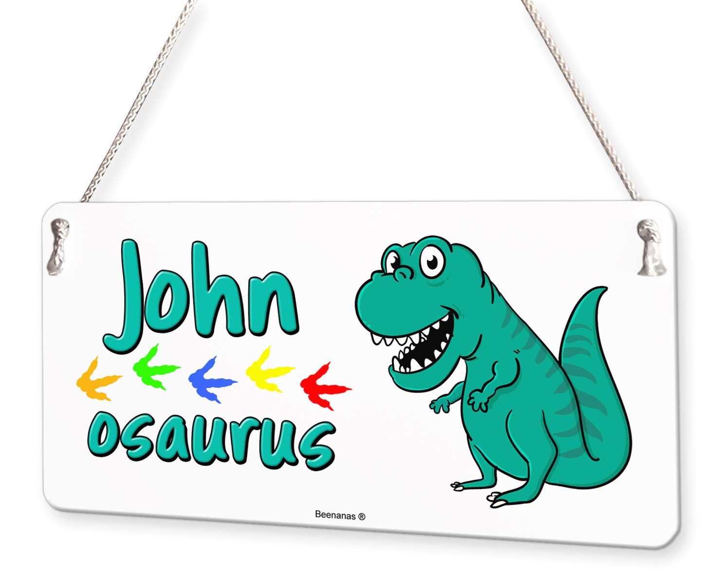 Beenanas Green Dinosaur Personalised Childs Bedroom Door Sign Name Plaque