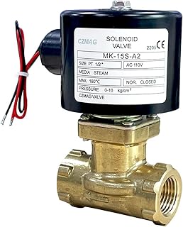 Steam Solenoid Valve 1/2'' AC110V Brass Electric Solenoid Valve Normally Closed Pneumatic Solenoid Valve for Steam,Water,Oi,Fuel Oil,Sprinkler