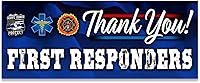 Vista 3 de Cartel de vinilo con texto en inglés "Thank You First Responders" (opciones de tamaño), grande, 36 x 120 pulgadas