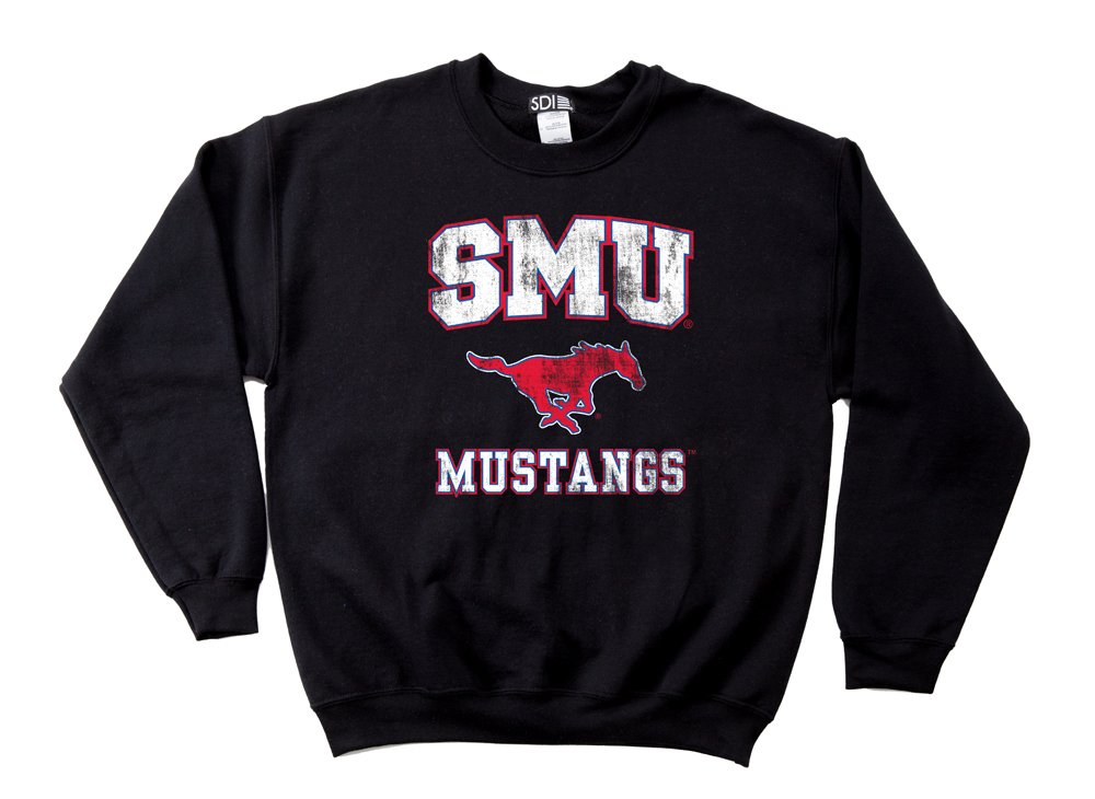 NCAA SMU Mustangs 50/50 Blended 8-Ounce Vintage Mascot Crewneck Sweatshirt