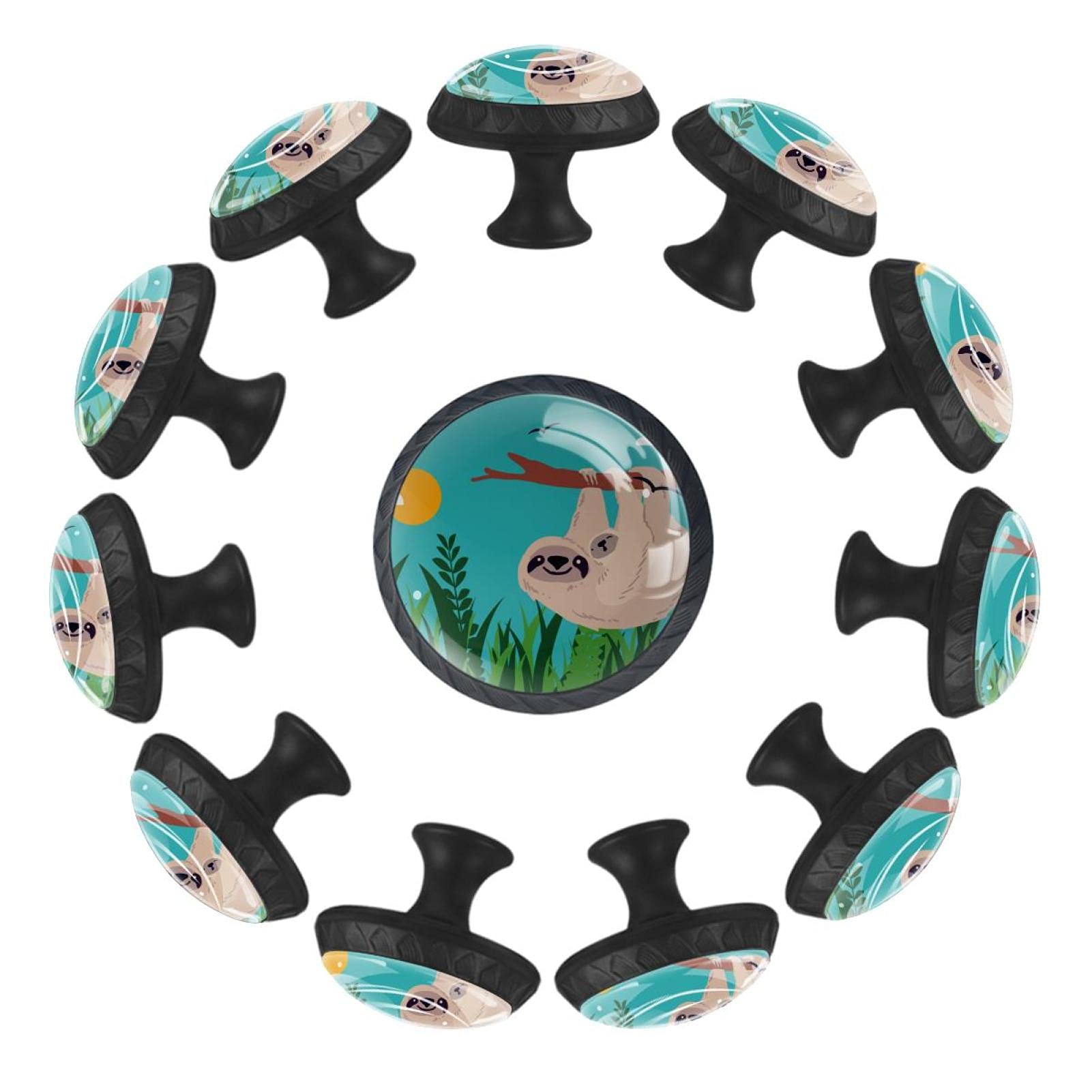 Boutons de tiroir animal paresseux vert lot de 12 poignées de 35mm pour commode enfant