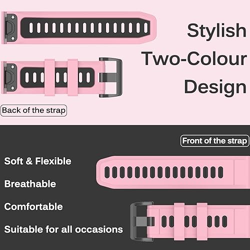 Miniatura 46 de Miimall Correa compatible con Garmin Fenix 7X/6X/5X, correa deportiva de silicona suave de 1.024 in de ancho, impermeable, para Garmin Fenix 7X