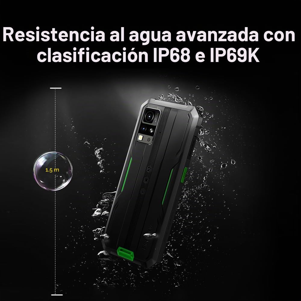 Blackview BV4800 SE (NFC) Téléphone Portable Incassable, 12Go+64Go/TF 1To Octa-Core, Android 15, 6.56" HD+, Smartphone Incassable, 5180mAh, 16MP+8MP, 4G Dual SIM, 3 Slot/GPS/Face ID/NFC Noir