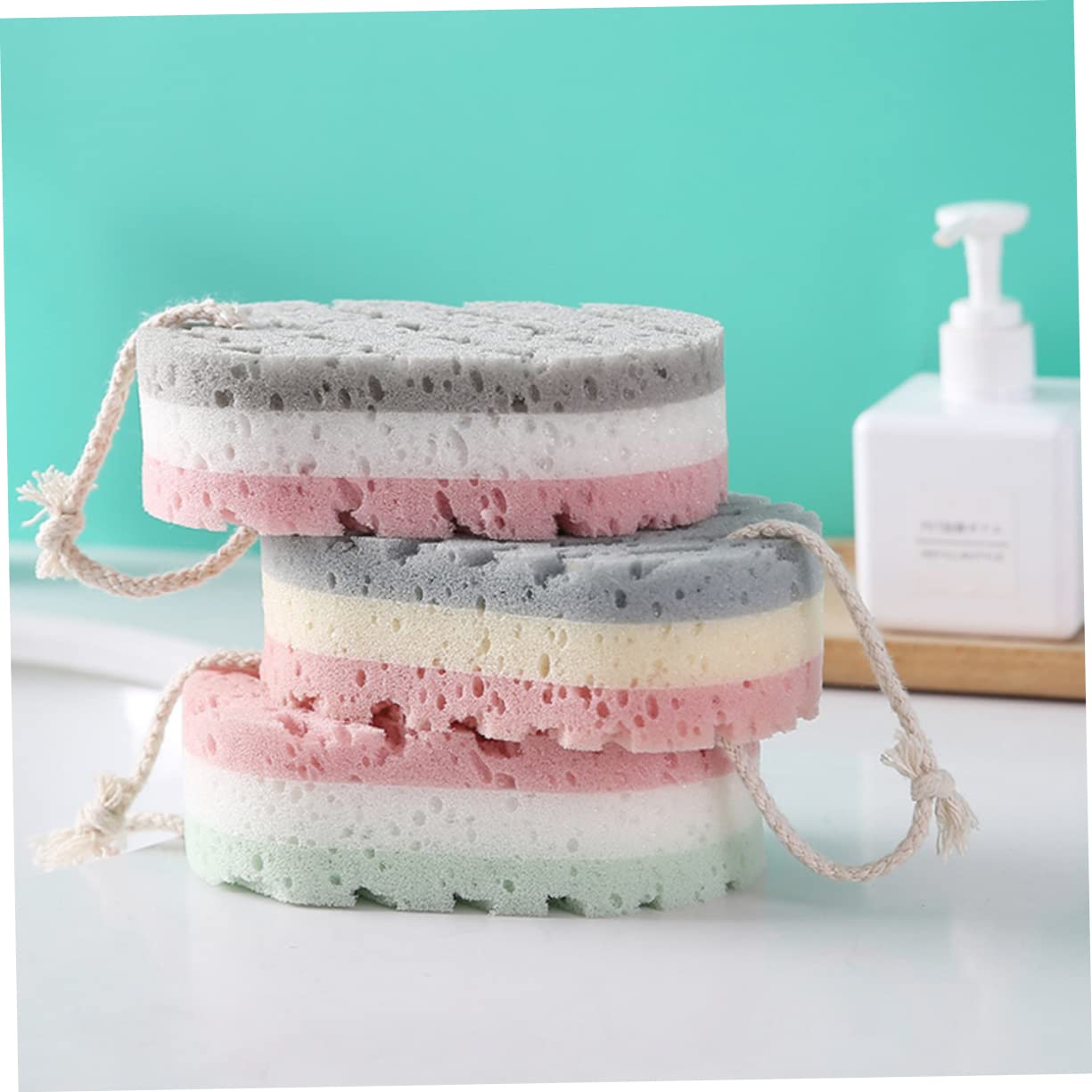 Healeved 12piezas Esponjas De Baño De Tres Toalla Exfoliante Para Depurador De Espalda Herramienta De Limpieza Corporal Para Uso Casa Aleatorios