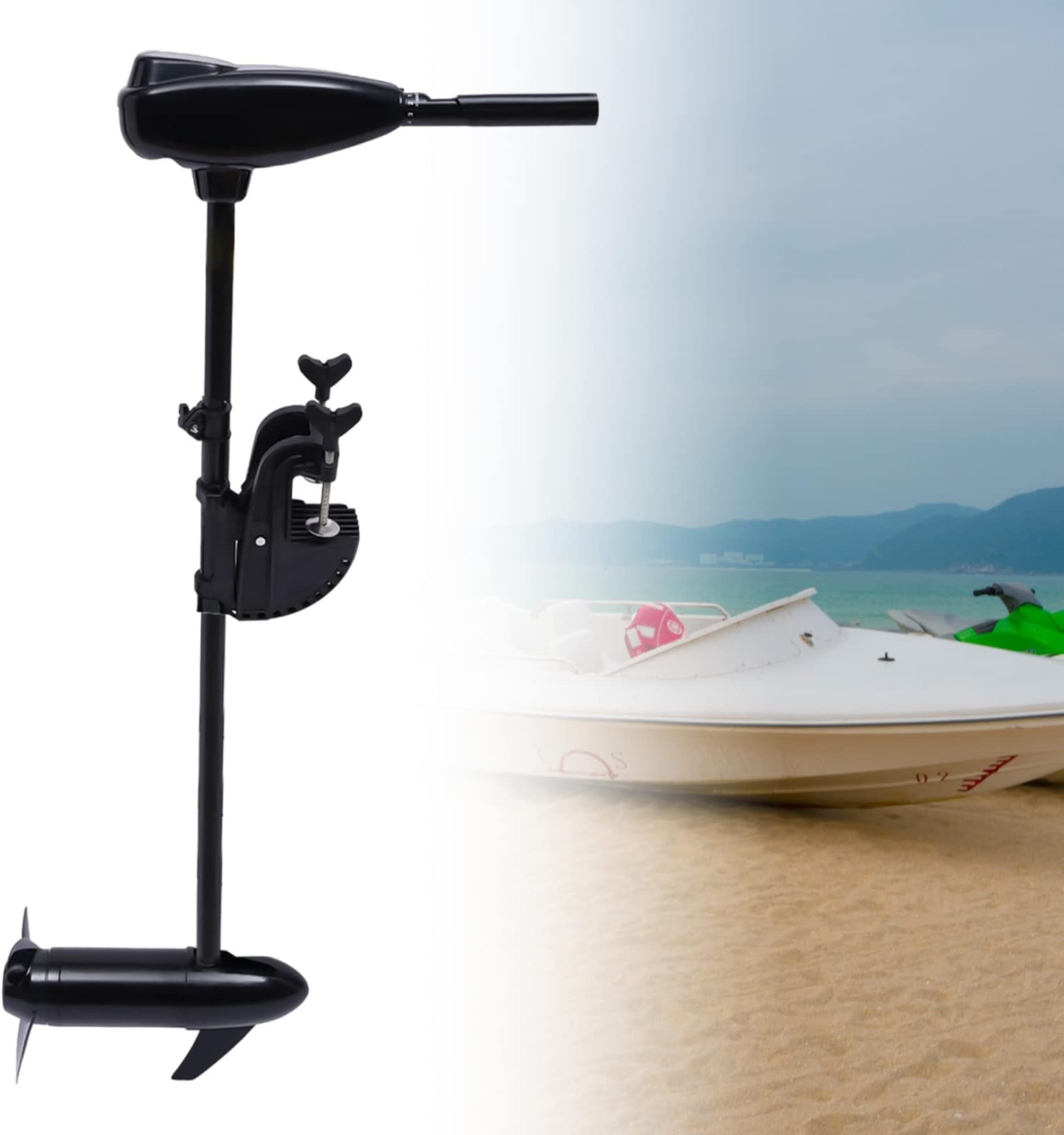 TBVECHI Outboard Motor, Electric Trolling Motor Inflatable Boat Outboard Engine Brush Motor Manual Control (12V,80LB)