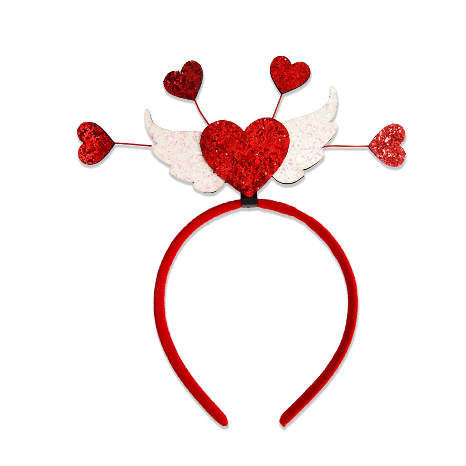 Yhplxyuus Valentine ' s Day Headband Boppers Giltter Heart Headhoop Wedding Party Props Festival Hairband Cosplay Costume Headwear Valentine ' s Day Headband