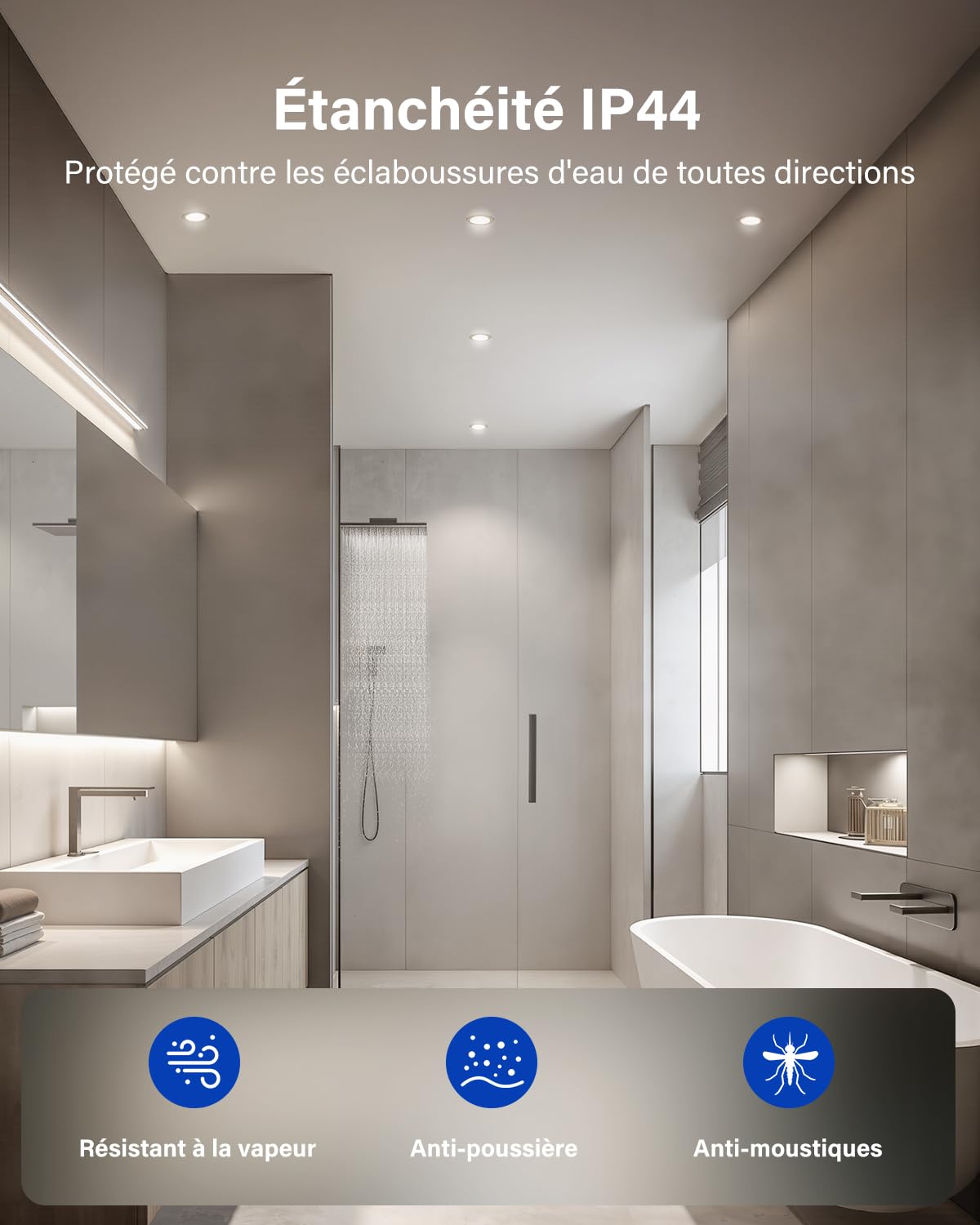 Leselux Spot LED Encastrable 230V, Trou 55mm - 68mm, 4W Spot Salle de Bain IP44 Blanc Chaud 3000K Blanc Neutre 4000K Blanc Froid 6000K, Spots de Plafond Extra Plat pour Salon, Cuisine, Lot de 10