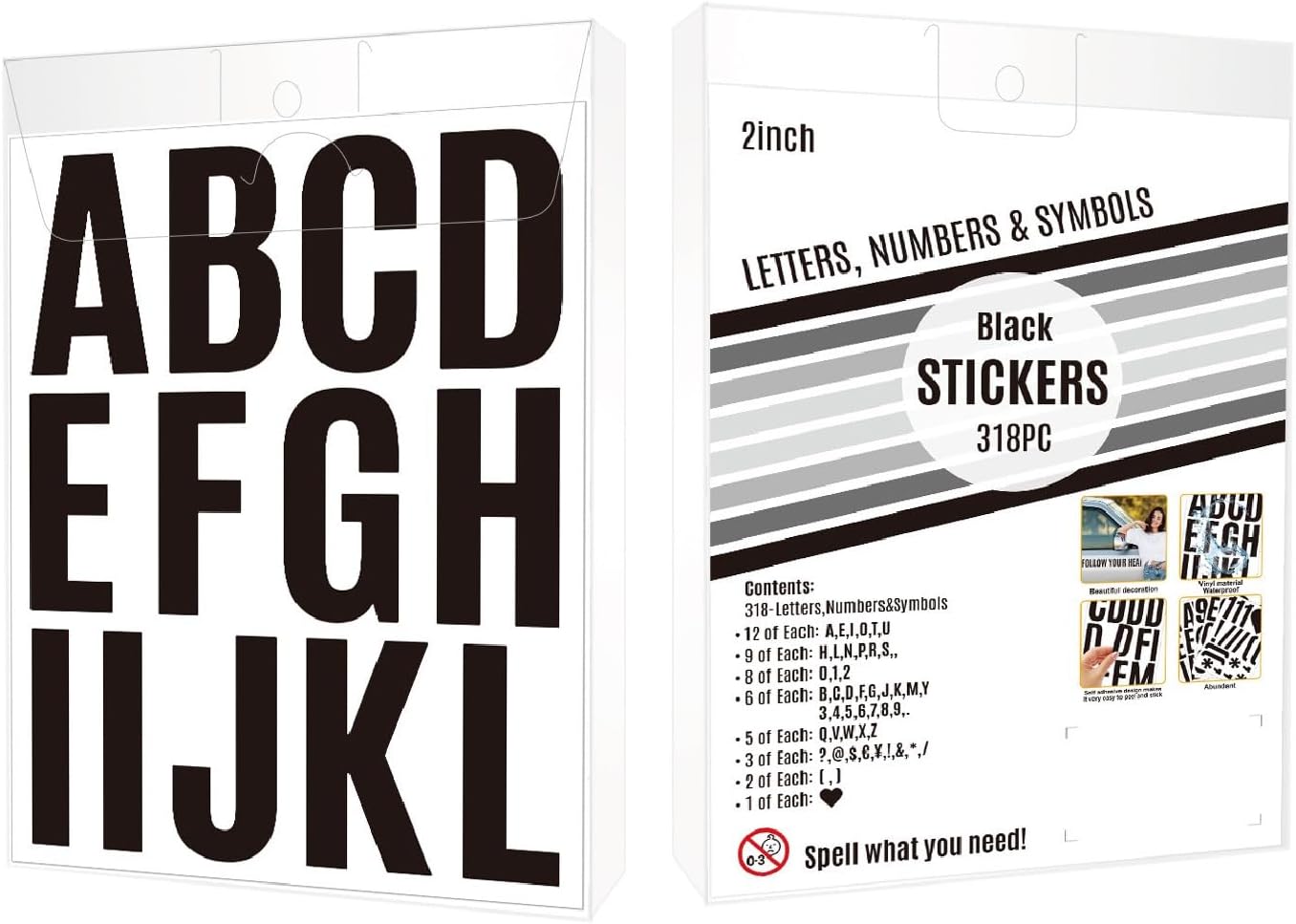 318PCS Vinyl Letter Stickers for Mailbox, 2 Inch Alphabet