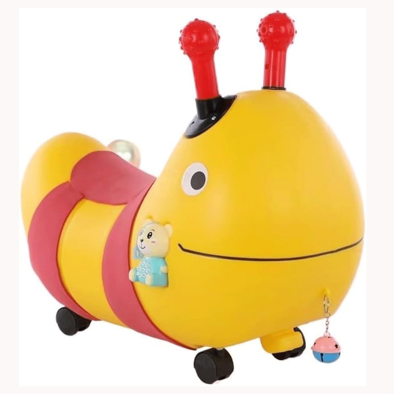Wiggle Car, cichy samochód huśtający, huśtawka, rowerek biegowy, jeździk z muzyką i światłami, dziecięcy Wiggle Car w kształcie uroczej pszczoły(Red)