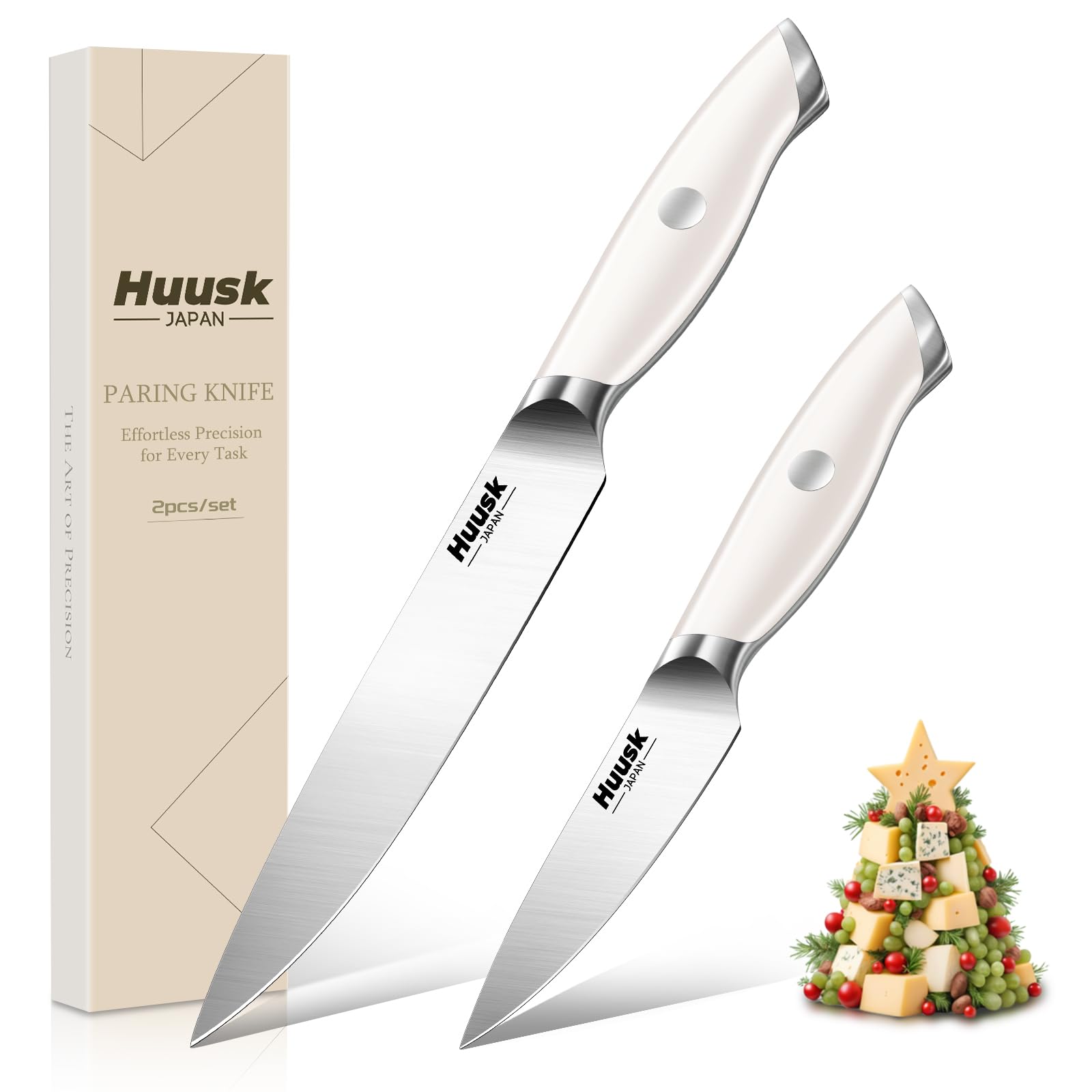 Huusk Paring Knife Set - Razor Sharp 5" Utility &amp; 3.5" Fruit Peeling Knives