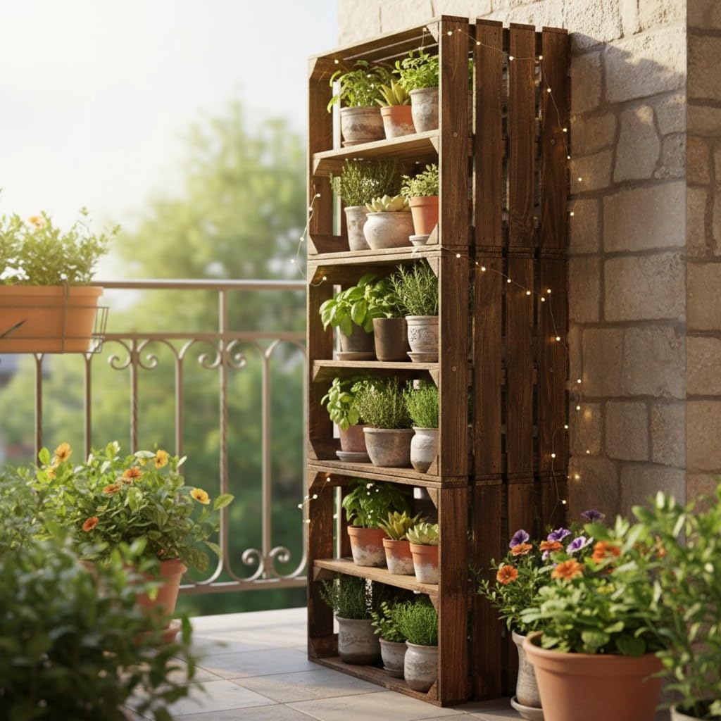 Teramico Vecchie cassette della frutta, in legno, con effetto fiammato, ideali per la costruzione di mobili o per la conservazione, lavorazione molto massiccia e robusta