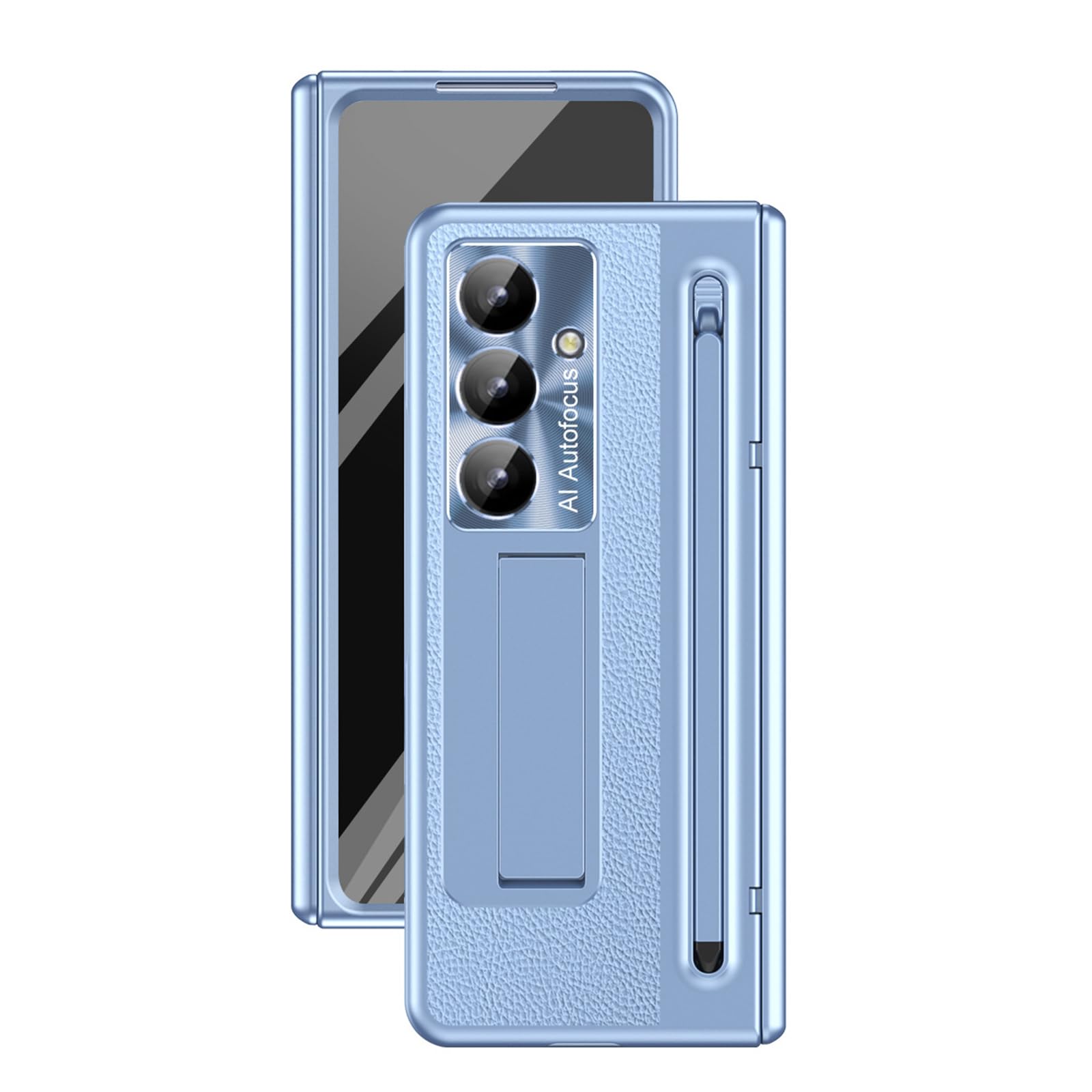 Funda delgada Samsung Galaxy Z Fold 8 Ultra con soporte S-Pen y cuero azul anticaídas