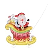 Walking Santa Sleigh Balloon with Wheels – Interactive Holiday Decorations for Christmas Parties, Reusable Inflatable Sleigh for Kids & Family Fun