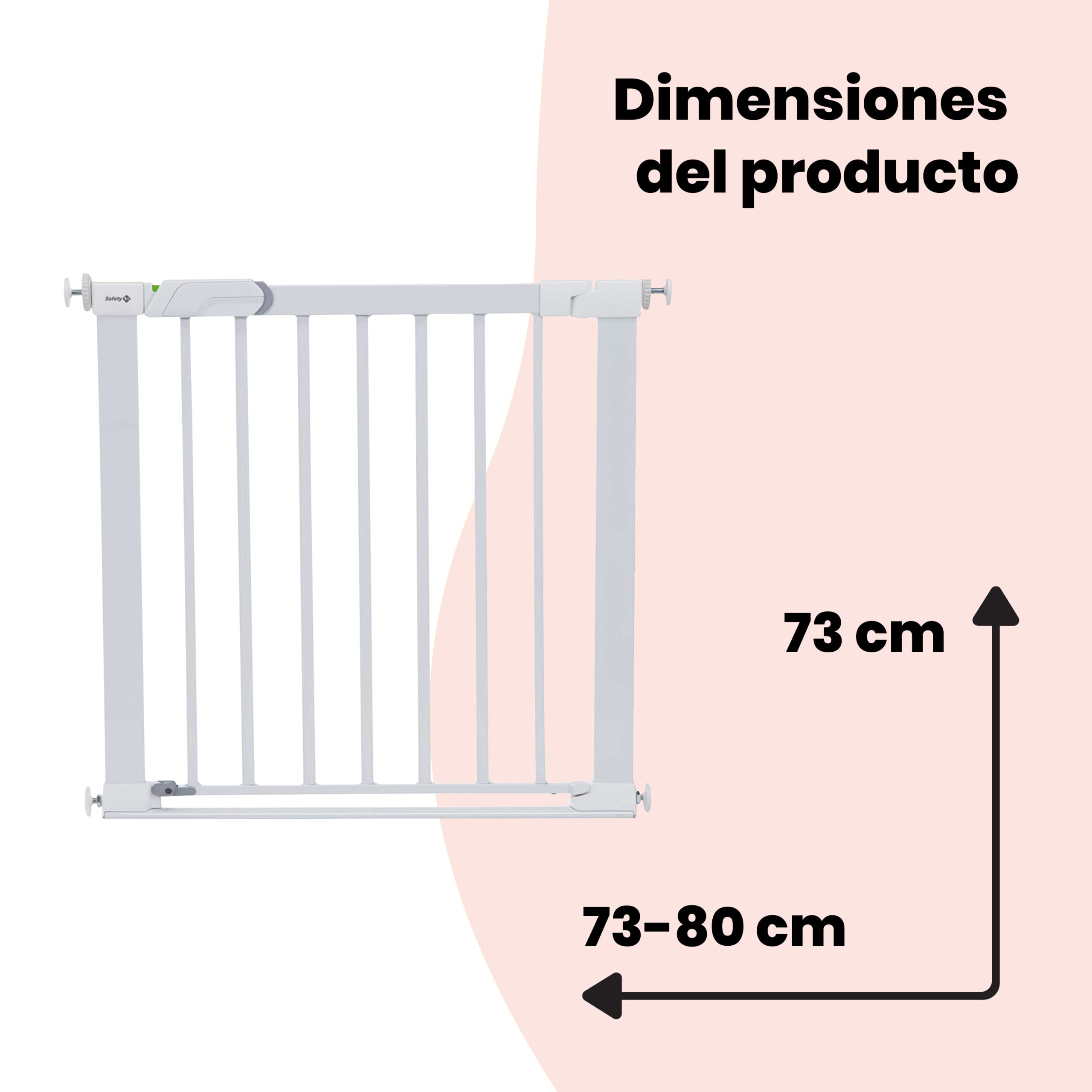 Safety 1st Flat Step, Barrera Seguridad Niños Escalera Presión, 73–80cm (máx. 101cm), Valla Seguridad Infantil Ultraplana, Apertura con 1 sola Mano, Sin Tornillos (Sin Taladros), Blanca
