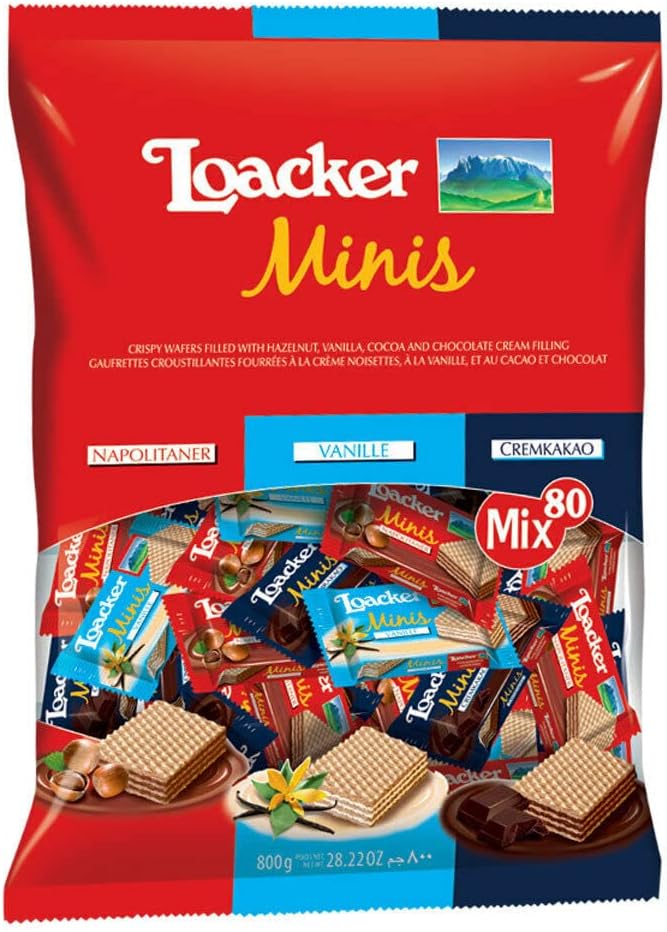 ESSENTIAL PRODUCTSLoacker Minis Crispy Wafers Hazelnut Vanilla Biscuits Chocolate 80 Minis Wafers, 1.0 count, 800.0 grams