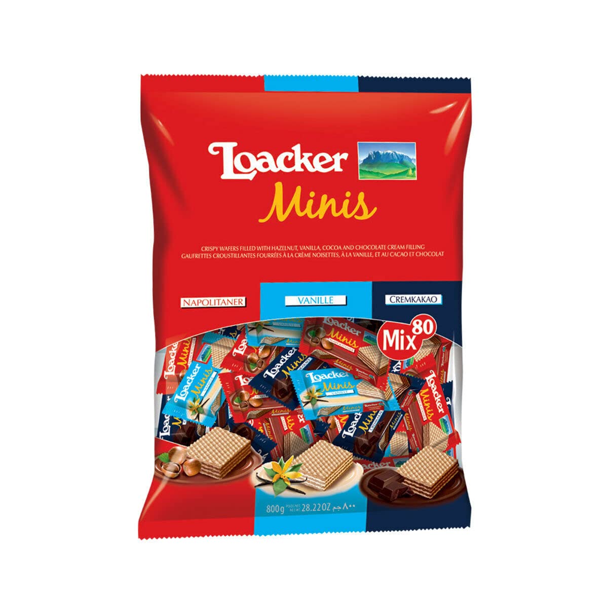 ESSENTIAL PRODUCTSLoacker Minis Crispy Wafers Hazelnut Vanilla Biscuits Chocolate 80 Minis Wafers, 1.0 count, 800.0 grams