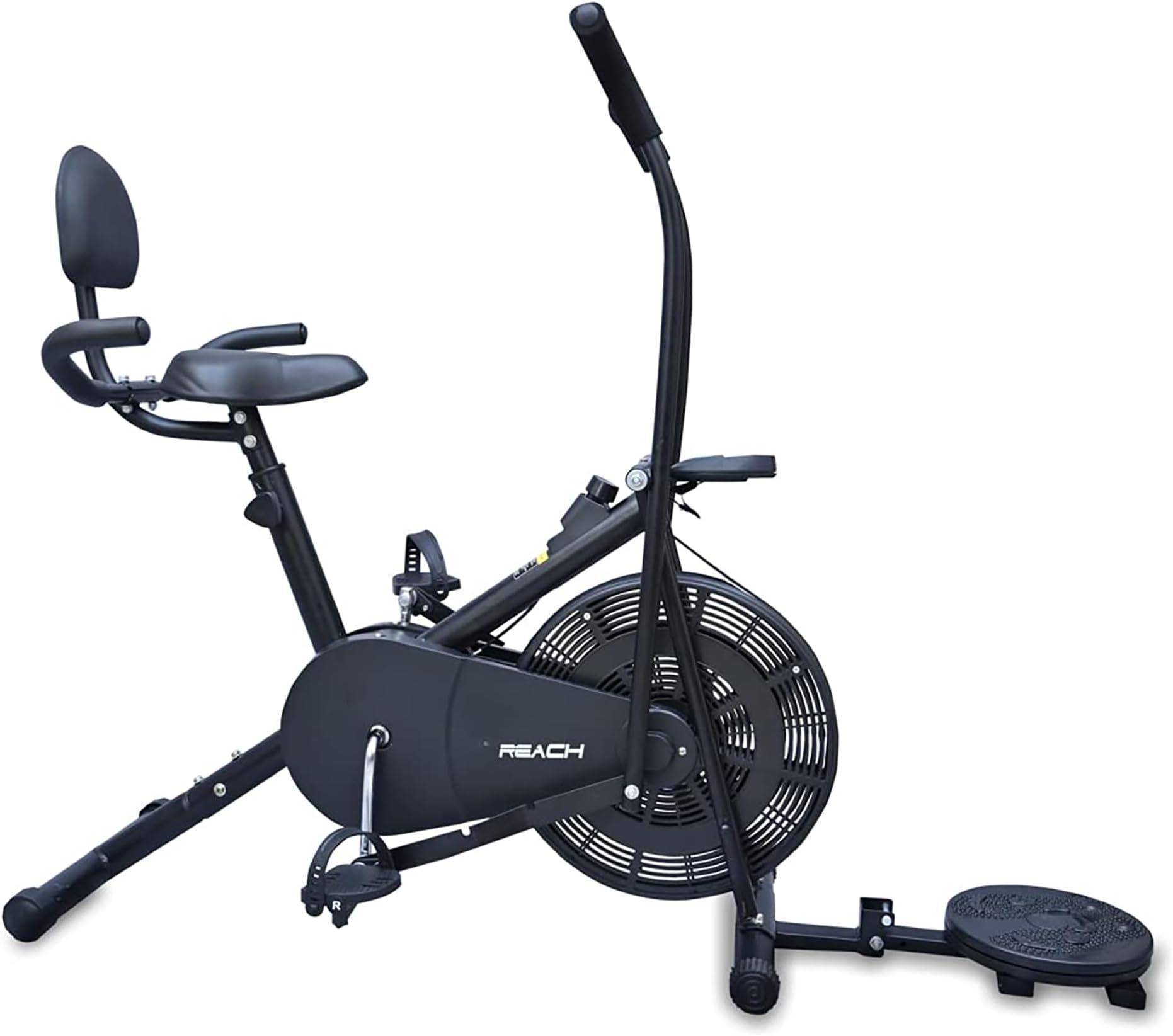 AB-110 BHT Air Bike Exercise Cycle with Moving or Stationary Handle | with Back Support Seat + Side Handle + Twister | Adjustable Resistance with Cushioned Seat | Fitness Cycle for Home Gym