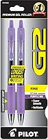 Pilot G2 Premium Gel Roller Pens, Fine 0.7mm Point Purple Ink, Pack of 2 - Smooth, Long-Lasting & Refillable