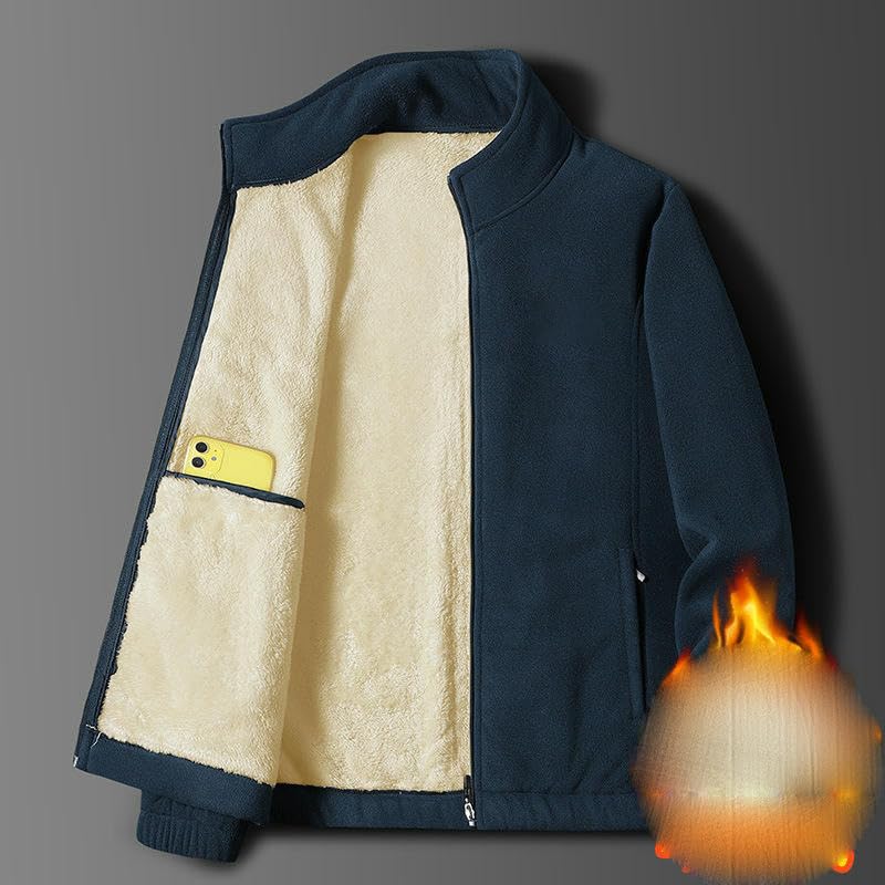 Veste d'hiver en polaire épaisse pour homme blouson chaud à col montant - 3