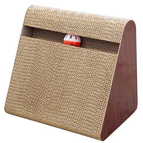 猫爪とぎ 段ボール つめとぎ Yuttemi 子猫のおもちゃ 研ぎクズが出にい 鈴付き 三角型 より高密度 ストレス発散 壁や家具の保護 縦置き/横置き 木目調デザイン 運動不足解消 おしゃれ 長持ち 小型猫の用(S)