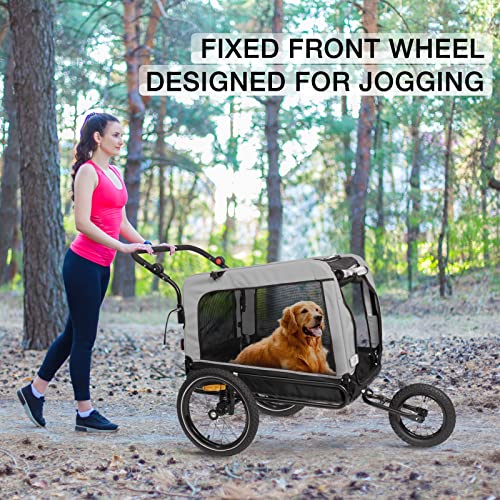 ANOUR Dog Bike Trailer, 2-in-1 Dog Stroller Cart and Jogger Bike Trailer, with Spring Suspension, Folding Frame Carrier… - Image 3