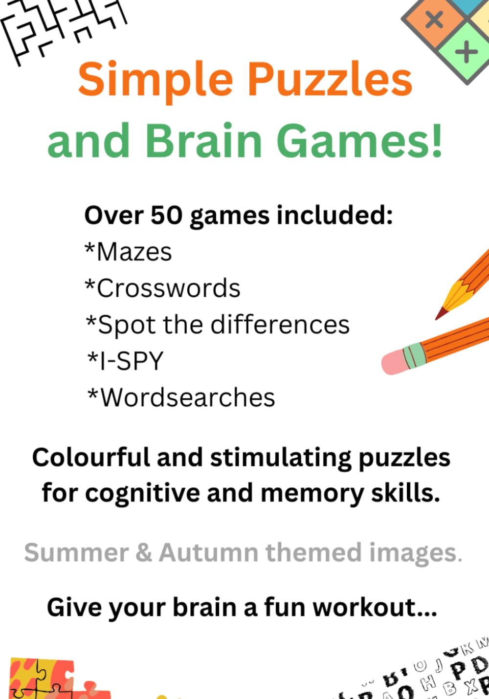 Simple Puzzles and Brain Games for Adults with Dementia and Alzheimer's
