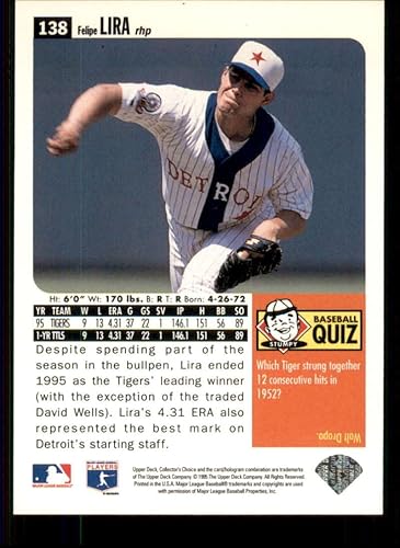 Miniatura 2 de Baseball MLB 1996 Collector's Choice #138 Felipe Lira #138 NM Tigers