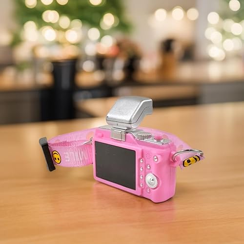 Miniatura 5 de Exquisitos accesorios para LABUBU, mini cámara rosa para muñecas - Casa de muñecas de estilo vintage en miniatura digital SLR - Accesorio retro a