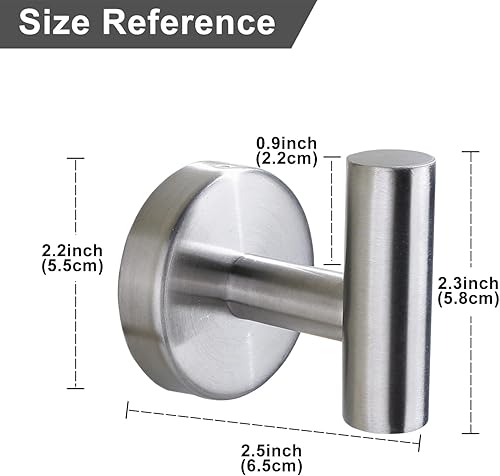 Miniatura 4 de Bntuk Gancho para toallas para baño, ganchos de pared resistentes, gancho de acero inoxidable para ropa para baño, cocina, garaje, hotel, 2 paquetes