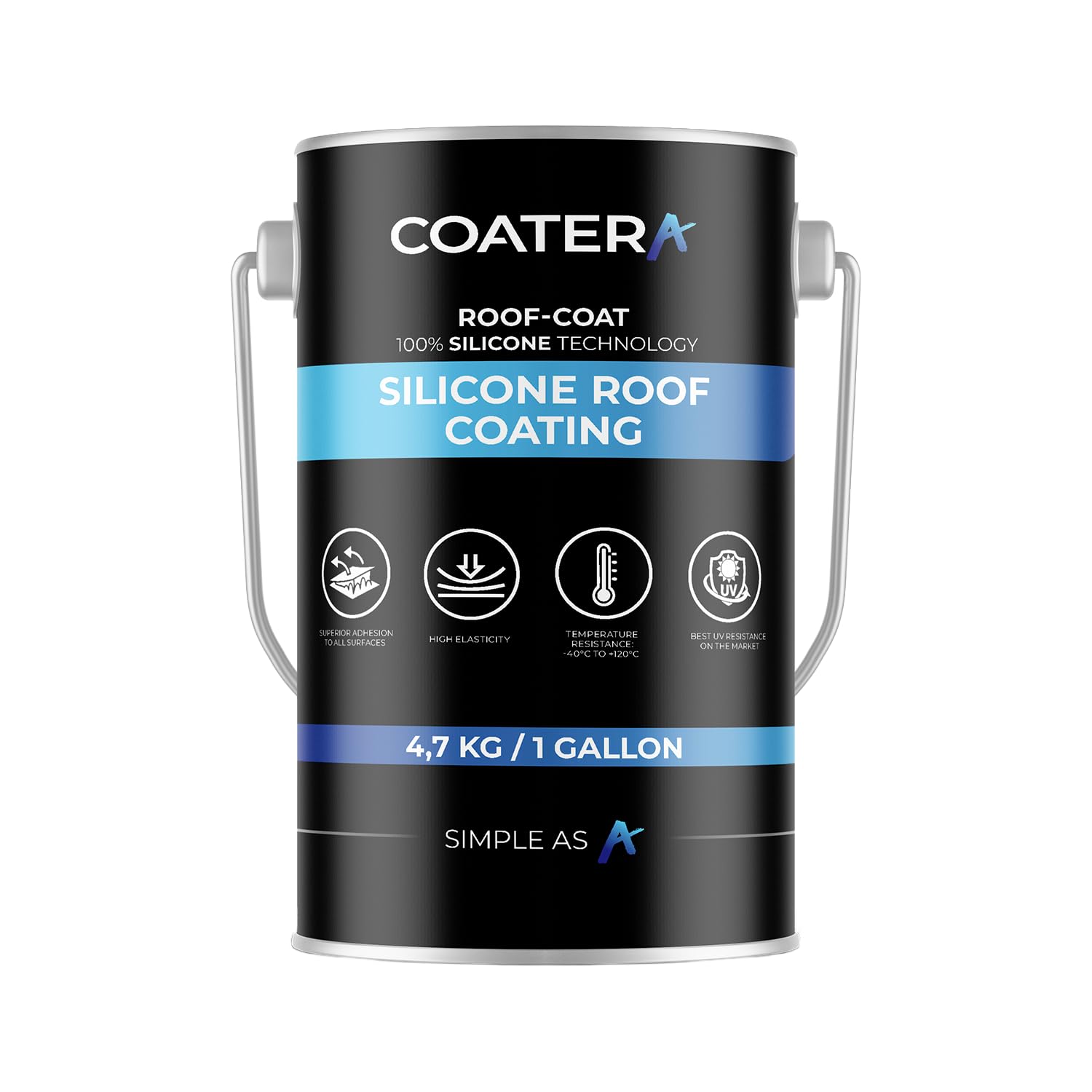 COATERA ROOF-COAT 100% Silicone Liquid Waterproofing Membrane – Permanent Ponding Water Resistance – Lifetime Flat Roof Protection – UV Stable & Weatherproof Sealant – White - 4.7kg (White - 4.7kg) — image 1