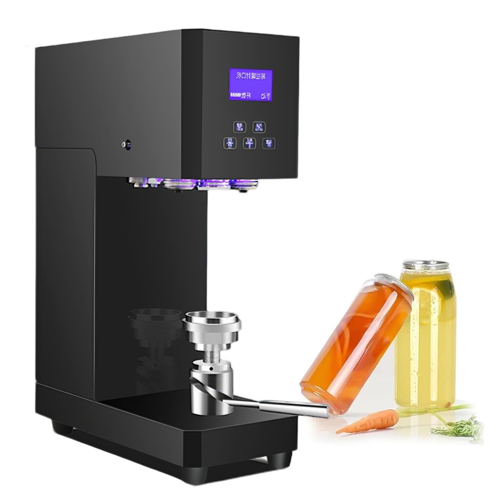 XUFWANYE 370W Electric Can Sealer Machine, 4-6 Sec Fast Sealing Speed, Max 17cm Height & 5.5cm Diameter, with Smart Counter & LED Display, for Aluminum & Plastic Containers Black