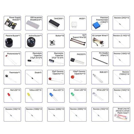 GOODCHI Electronic Entertainment Kit New Breadboard Set Electronic Components Starter Power Module DIY Kit for 830 Contact Breadboard R3 Component Package with Plastic Box