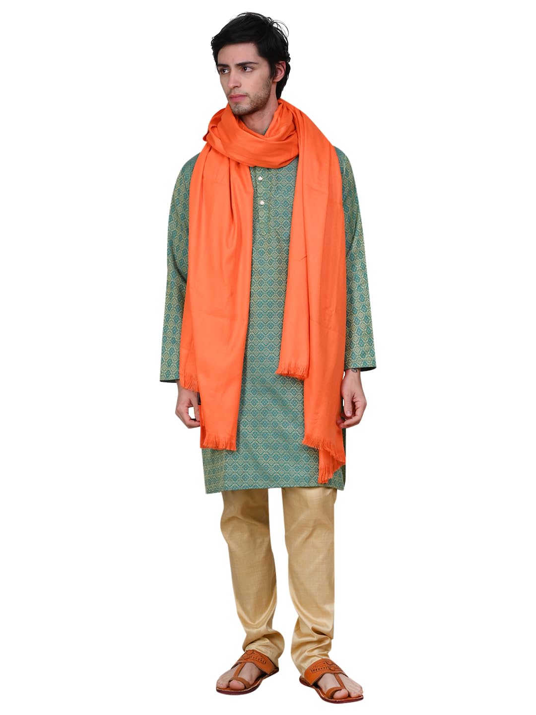 Mens Warm Woollen Pashmina Shawls Meditation Dushala Lohi Soft Comfortable Stole Solid Color Best Gifts-image-25