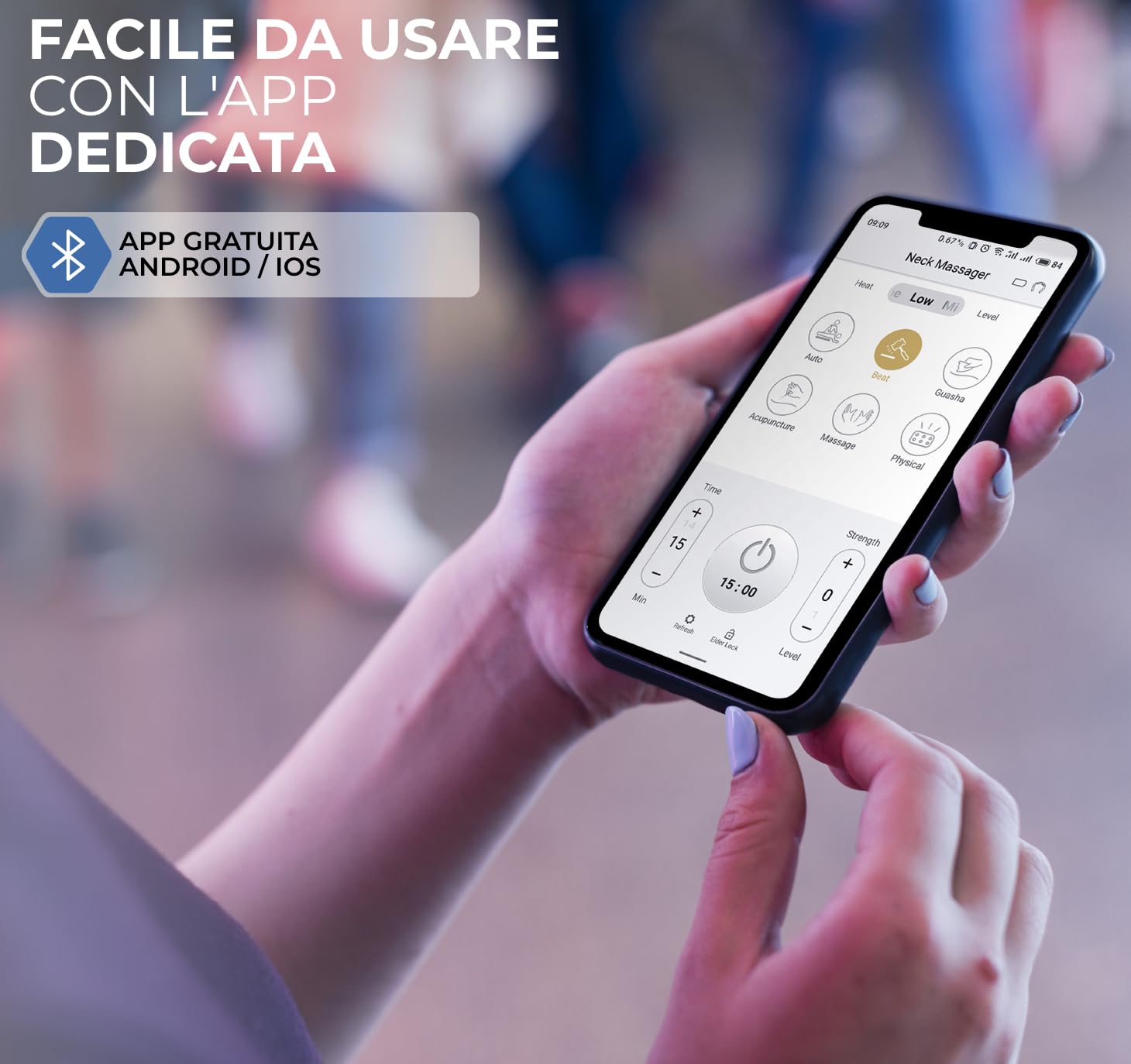 ENOA M5 Massaggiatore Cervicale EMS/TENS, 6 Modalità, 18 Livelli, Calore 42°C, App & Telecomando, Ricaricabile – Sollievo Dolore Collo