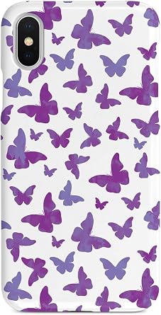 Inspired Cases - Compatible with iPhone Xs Max Case - 3D Textured Protective Phone Case for Apple iPhone Xs Max - Purple Butterflies - White