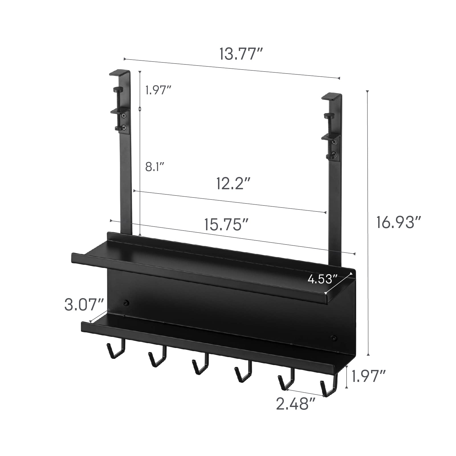 YAMAZAKI 5462 SMART UnderDesk Cable & Router Organizer, black, Steel, 40 x 11.5 x 43 cm