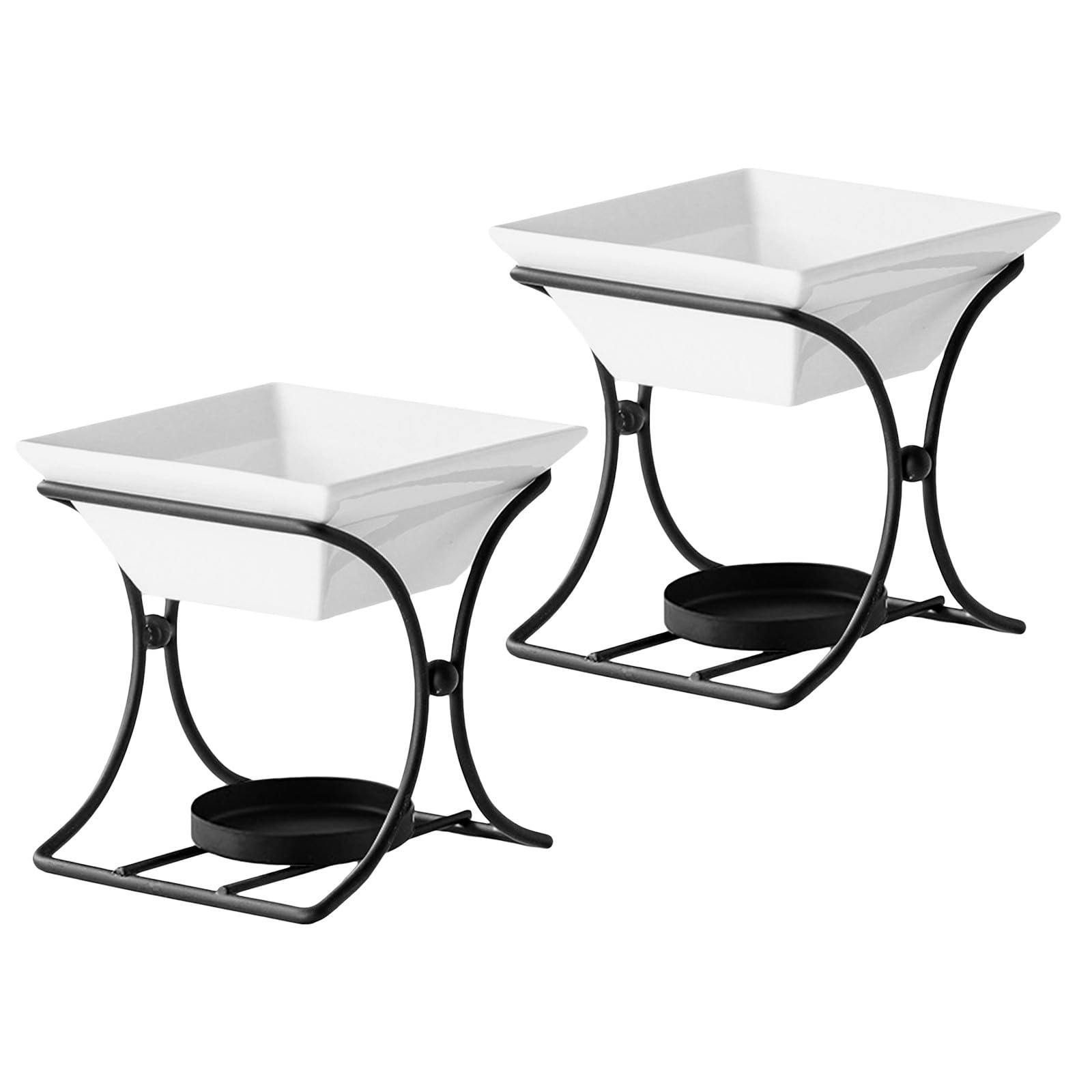 OUNONA Ensemble de 2 pots à fondue chocolat : chauffe-beurre en céramique pour fruits de mer - Ensemble de pots à fondue chocolat, beurre, fromage, bol en céramique pour aliments, crabe,