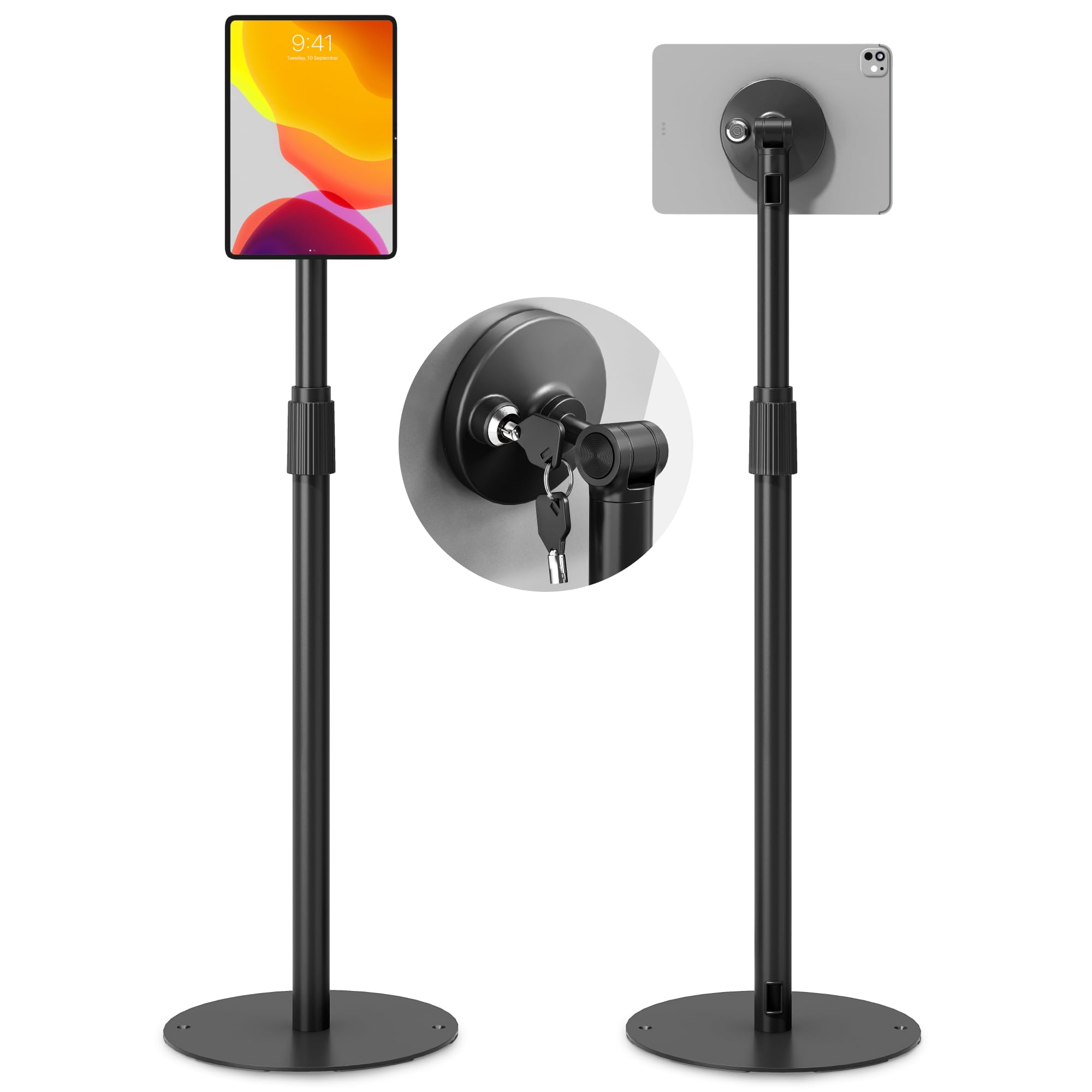 monTEK Anti-Theft Tablet Floor Stand Frameless Universal Tablet Kiosk with Security Lock Fit 7 -15 Screen Size Height