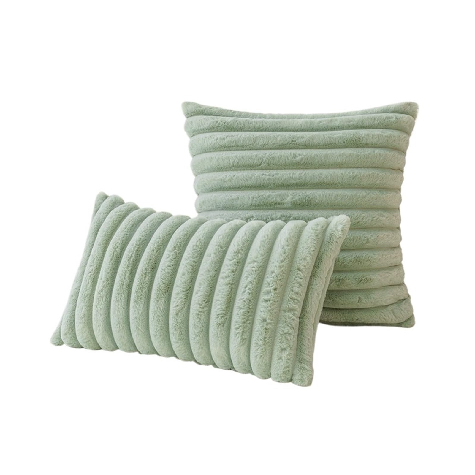 Housse de coussin fluffy verte 45x45 taie d'oreiller fausse fourrure canapé