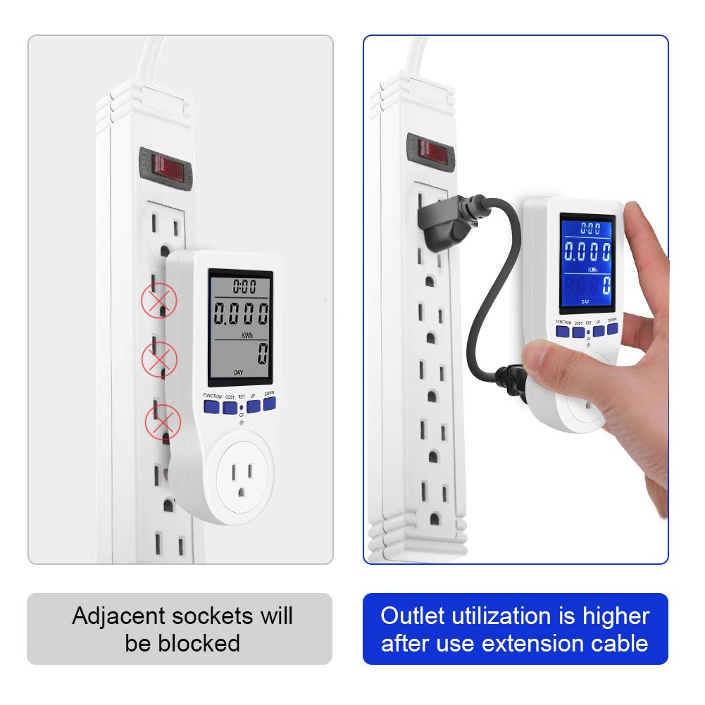 Power Meter Monitor,Watt Usage Meter Home Power Monitor Power Usage Meter Electricity Monitor Energy Monitor with Digital LCD Display Overload Protection: Tools & Home Improvement