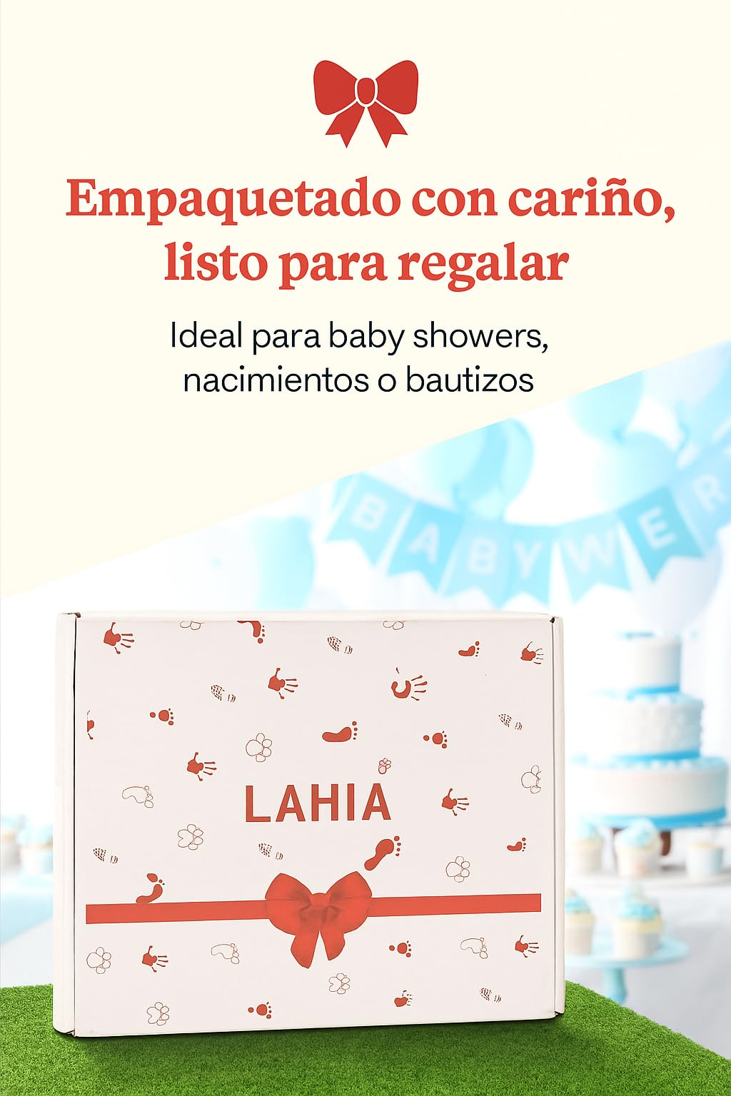 Lahia Marco de arcilla para huellas bebe recien nacido con espacio para fotos, kit completo para crear huella bebe, recuerdo personalizado y elegante, regalo ideal para baby shower y nuevos padres
