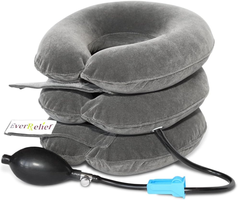 Cervical Traction Device – Inflatable & Adjustable Neck Stretcher Pillow for Instant Neck Traction Pain Relief – Neck Decompression Devices for Home Use