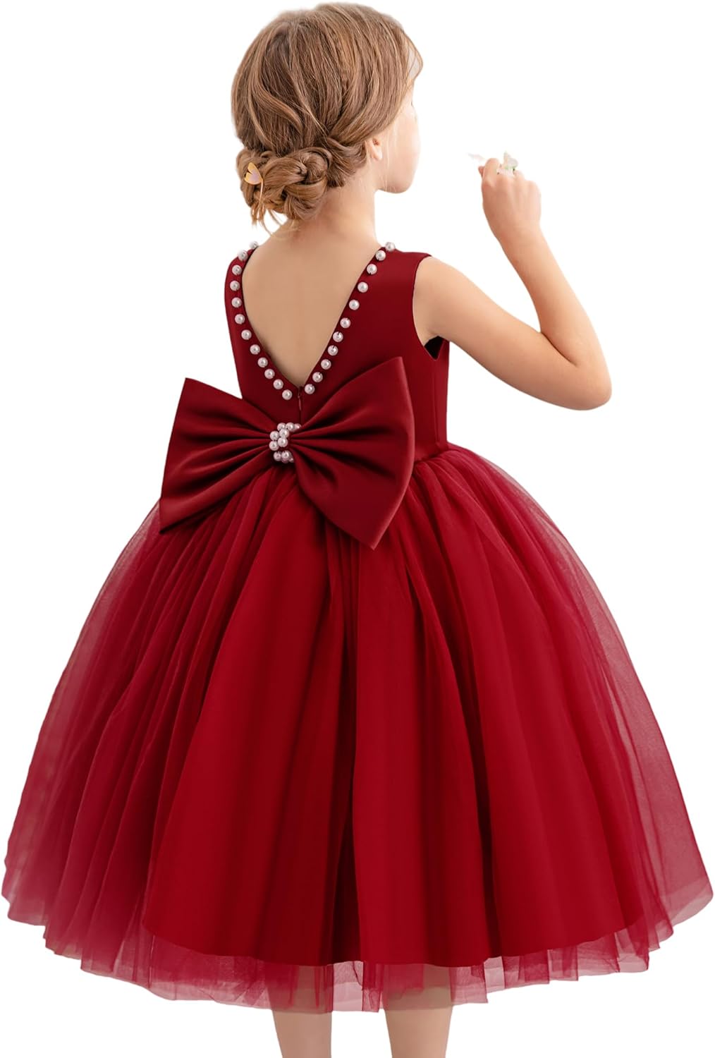 Flower Girl Dress Kids Satin Tulle Wedding Guest Party Birthday Bridesmaid Communion Pageant Prom Ball Gown Maxi