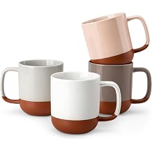 MALACASA Ceramic 11oz Coffee Mugs Set of 4, Multicolor | Coffee Cups, Farmhouse Mugs for Coffee, Latte, Tea, Hot Chocolate, Cappuccino, Milk, Microwave & Dishwasher Safe, Series TARA
