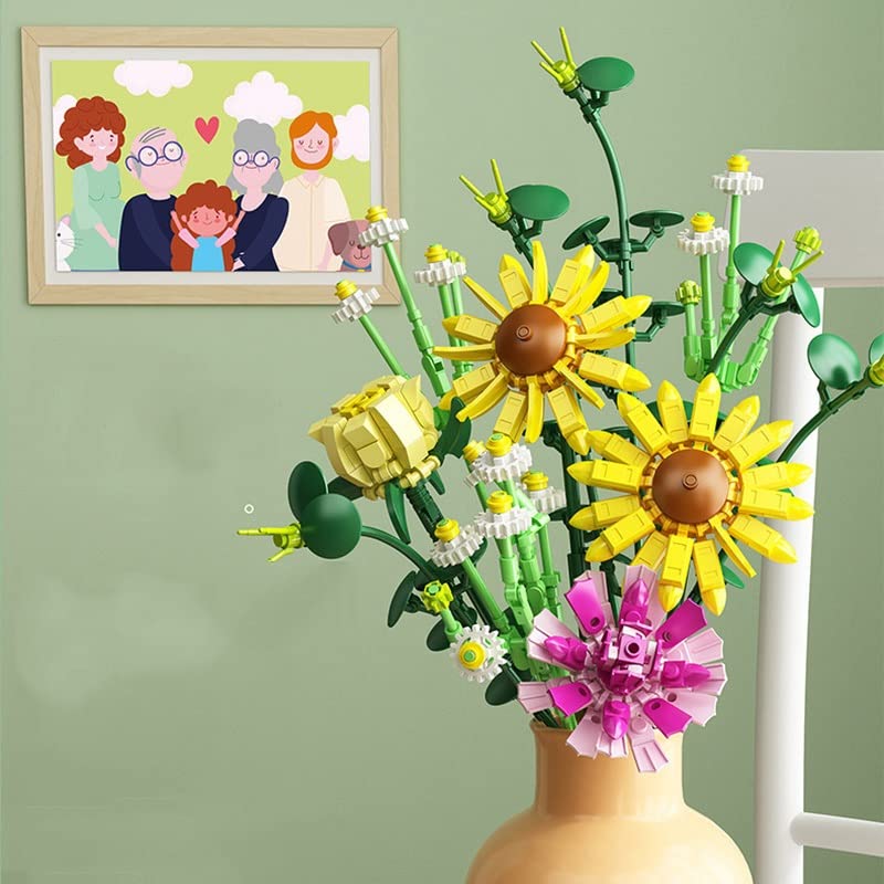 YDHWY Fai da Te Romante Rose Bouquet Building Building Sunflower Plant Flower Home Bonsai Assembly Assembly Brick (Color : B, Size : As Shown) - Image 6