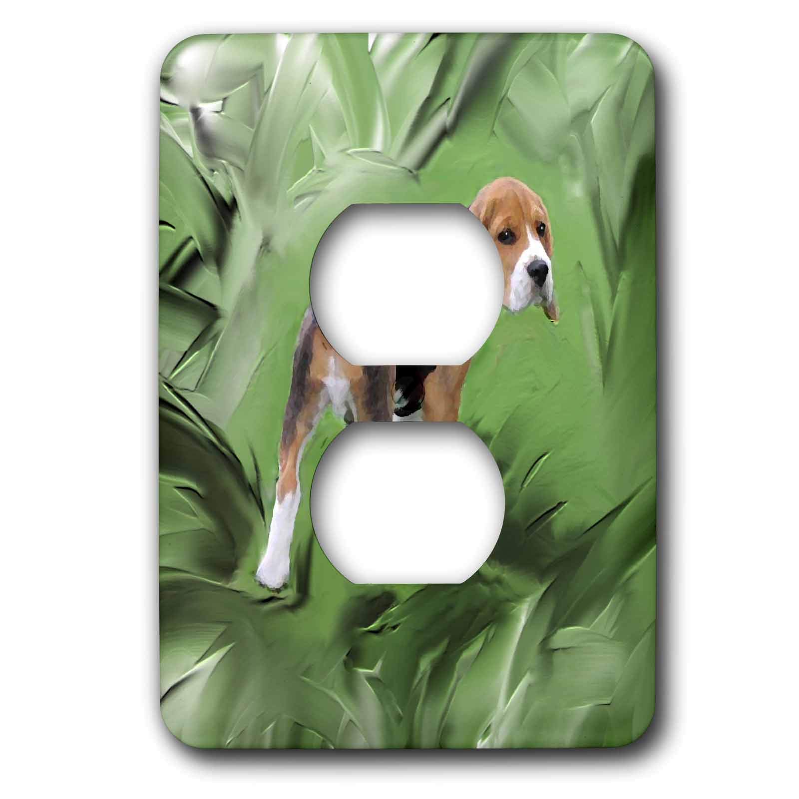 Plaque double prise Beagle Puppy 3dRose lsp_3978_6 pour decoration murale