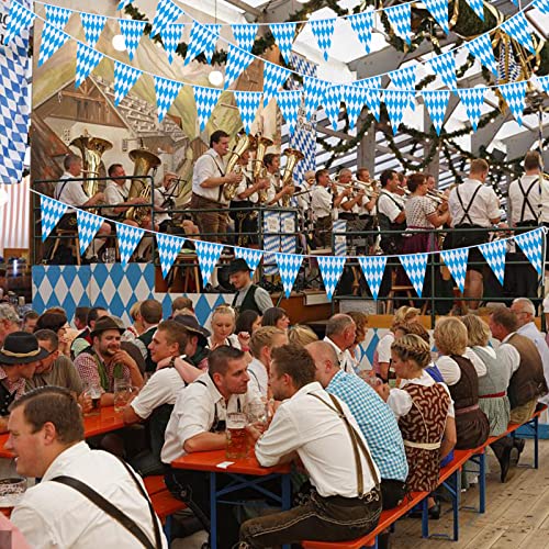 Image of Ahfulife 157.2 Ft Oktoberfest Bavarian Flag Banner for Oktoberfest Decorations, 4 Pcs Oktoberfest Pennant Banner with 120 Pcs Flags for German Oktoberfest Themed Party Decoration (7.8 inchx11.8 inch)