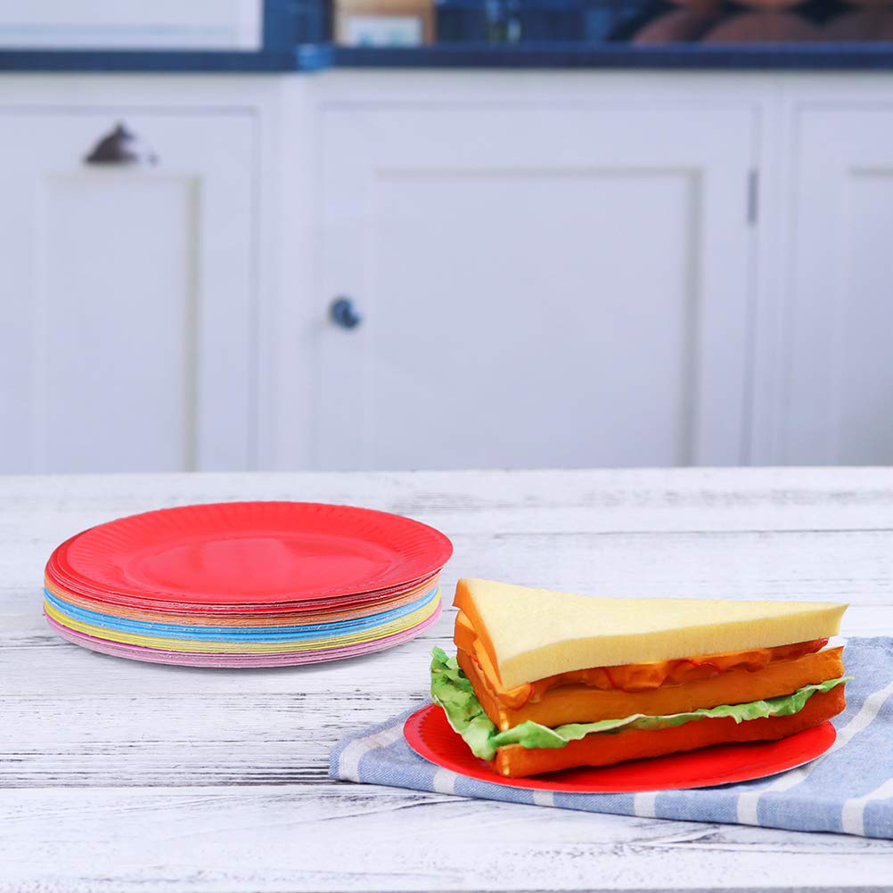 Toyvian Piatti Di Carta Usa E Getta 6 Pollici 100 Pezzi Piatti Colorati Per Feste Di Compleanno Piatto Di Carta Per Torte Dessert E Snack