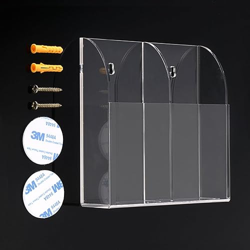 Miniatura 2 de Hipiwe Soporte para control remoto de montaje en pared, organizador de medios de acrílico transparente, caja de almacenamiento, mesa de centro