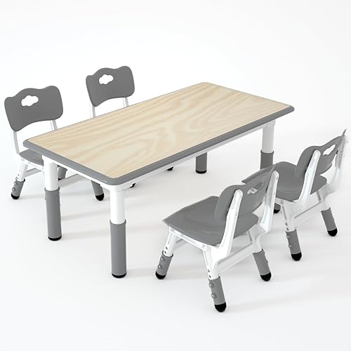 LulliSpace Juego de sillas infantiles ajustables de 4 alturas para niños, escritorio con graffiti de 47.2 x 23.6 pulgadas, mesa de actividades para